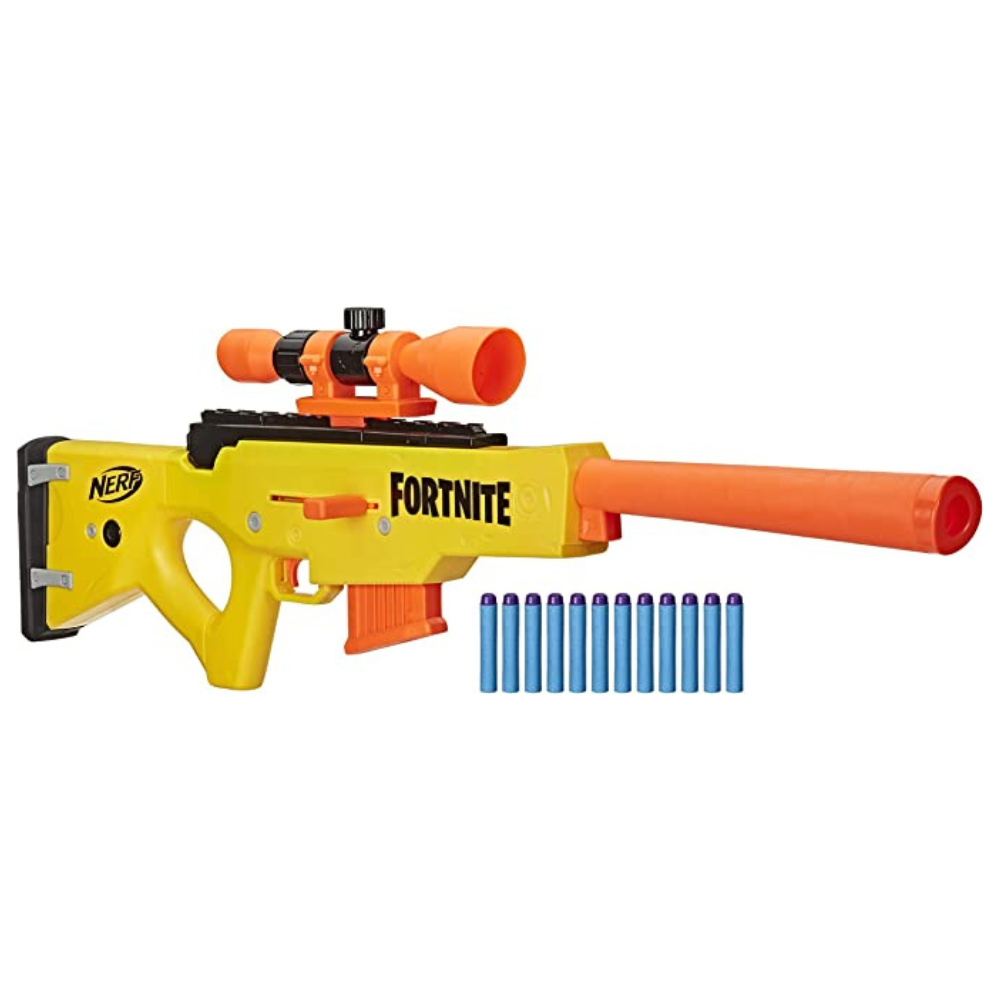 NERF Fortnite BASR-L Bolt Action, Clip Fed Blaster -- Includes Removable Scope, 6-Dart Clip and 12 Official Elite Darts