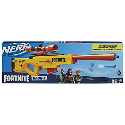 NERF Fortnite BASR-L Bolt Action, Clip Fed Blaster -- Includes Removable Scope, 6-Dart Clip and 12 Official Elite Darts